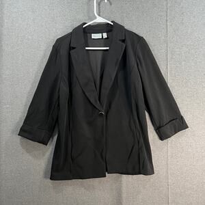 GRAVER Susan Graver LK Fusion 3/4 51v Cutaway Hem Blazer Black Size Medium